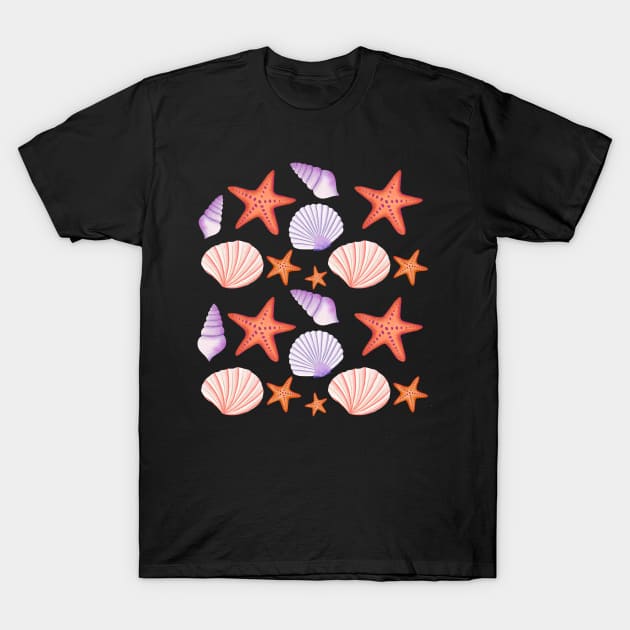 Seashells and sea fishes T-Shirt by CalliLetters